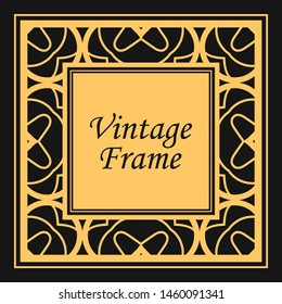 Classic vector square frame with ornate elements. Abstract modern art deco ornament with place for text. Vintage pattern