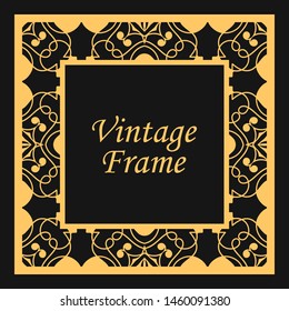 Classic vector square frame with ornate elements. Abstract modern art deco ornament with place for text. Vintage pattern