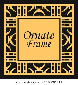 Classic vector square frame with ornate elements. Abstract modern art deco ornament with place for text. Vintage pattern