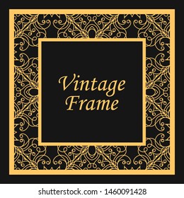 Classic vector square frame with ornate elements. Abstract modern art deco ornament with place for text. Vintage pattern
