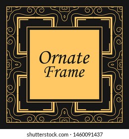 Classic vector square frame with ornate elements. Abstract modern art deco ornament with place for text. Vintage pattern