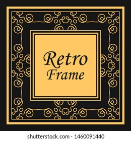 Classic vector square frame with ornate elements. Abstract modern art deco ornament with place for text. Vintage pattern