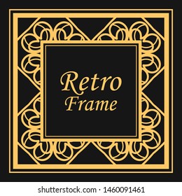 Classic vector square frame with ornate elements. Abstract modern art deco ornament with place for text. Vintage pattern