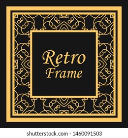 Classic vector square frame with ornate elements. Abstract modern art deco ornament with place for text. Vintage pattern