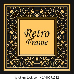 Classic vector square frame with ornate elements. Abstract modern art deco ornament with place for text. Vintage pattern
