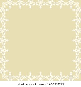Classic vector square frame with white arabesques and orient elements. Abstract fine ornament with place for text