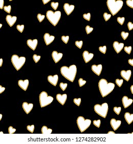 Classic Vector st. Valentines day pattern. Colorful seamless graphic hearts pattern. Perfect for greetings, invitations, manufacture wrapping paper, textile and web design. Vector pattern. Gold heart.