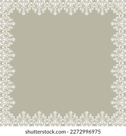 Classic vector vintage square frame with arabesques and orient elements. Abstract golden and white ornament with place for text. Vintage pattern