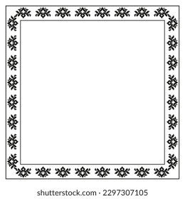 Classic vector vintage square frame with arabesques and orient elements. Abstract black and white ornament with place for text. Vintage pattern