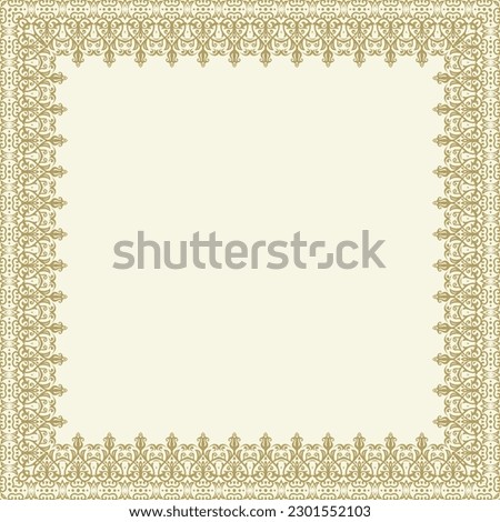Classic vector vintage square frame with arabesques and orient elements. Abstract light golden ornament with place for text. Vintage pattern Stock photo © 