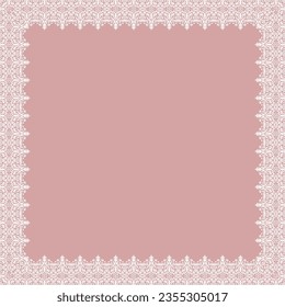 Marco clásico vectorial cuadrado púrpura y blanco con arabescos y elementos orientantes. Ornamento abstracto con lugar para texto. Patrón de cosecha