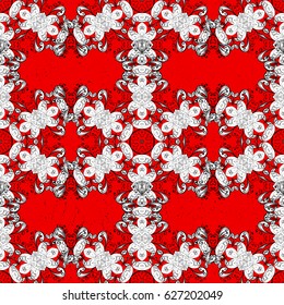 Classic vector white ornamental pattern. Traditional orient ornament. Classic vintage background. Ornamental pattern on red background with white elements.