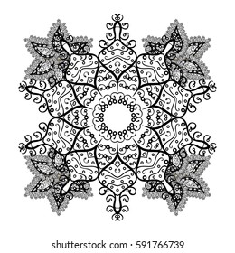 Classic vector white pattern. Floral ornament brocade textile pattern, glass, metal with floral pattern on white background with white elements.