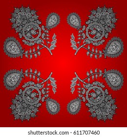 Classic vector white pattern. Traditional orient ornament, classic vintage background. On red and white background with doodles elements.