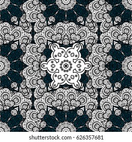 Classic vector white pattern. Classic vintage background. White pattern on blue background with white elements. Traditional orient ornament.