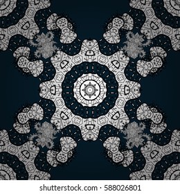 Classic vector white seamless pattern. Traditional orient ornament. Classic vintage background. Seamless pattern on blue background with white elements.