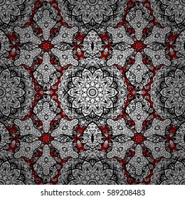 Classic vector white seamless pattern. Traditional orient ornament. Classic vintage background. Seamless pattern on red background with white elements.