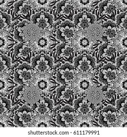 Classic vector white seamless pattern. Traditional orient ornament. Classic vintage background. Seamless pattern on background with white elements.