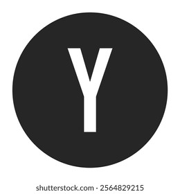 A classic and versatile black and white vector design with the letter Y inside a solid circle. Suitable for professional and minimalist design needs.