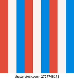 Clásicas rayas rojas, blancas y azules de Vertical inspiradas en un tradicional poste de barbero, patrón limpio y minimalista perfecto para temas de barbería, diseños retro, fondos