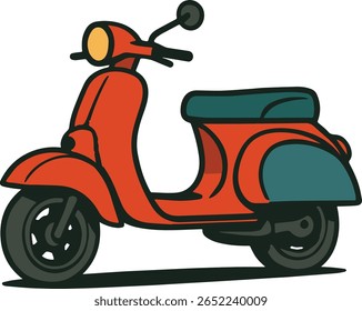 Uma scooter Vespa clássica, conhecida por seu design italiano icônico e charme vintage. Perfeito para temas de viagens urbanas, estilo retrô, liberdade e cultura de rua europeia.