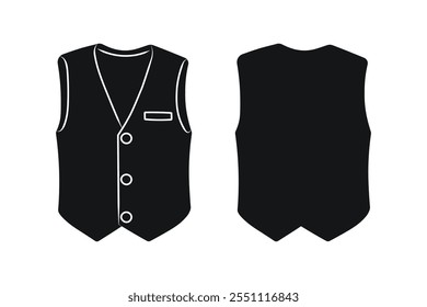 Classic vest with buttons, clothing silhouette, men and women wardrobe