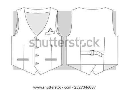 Classic vest technical sketch. Vector ullustration.