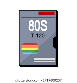 Classic vhs cassette with bold 80s color stripes, evoking retro home video nostalgia and analog media culture  iconic vintage entertainment format and memory of past cinema
