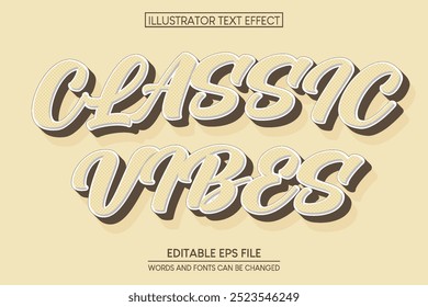 Classic vibes 3d editable text effect in retro style