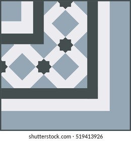 Classic Victorian Style corner tile. Vintage intricate detail. decorative look.  Ceramic paint floor, ornament Collection Pattern Colorful Painted tin Illustration background Pattern