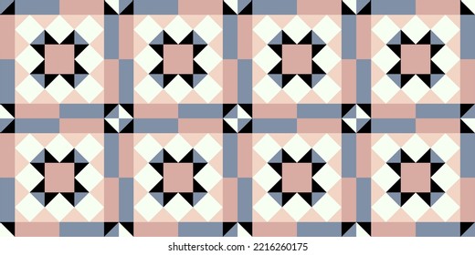 Classic victorian tile geometric pattern. Geometric background. Abstract Vector illustration. Template for your design of tile, wallpaper, rug, interior design, fabric, textile, fashion, carpet.