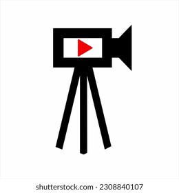 Logo clásico del icono de la cámara de vídeo. Casa de producción de películas.