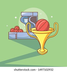 classic video game console of coins with basketball balloons