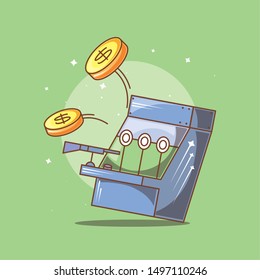 classic video game console of coins with shooting rifle