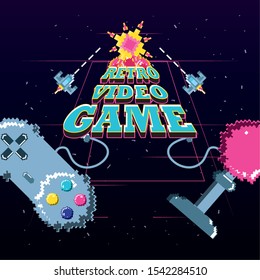 classic video game console of coins vector illustration design