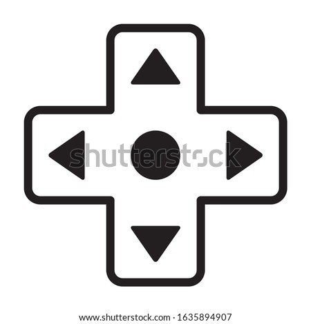 Classic video game directional pad / d-pad line art vector icon for gaming apps and websites