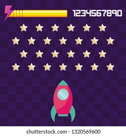 classic video game rocket flying