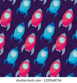 classic video game rockets pattern