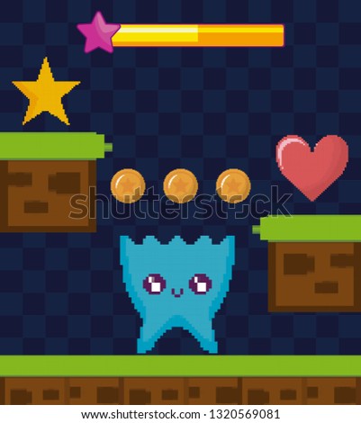 classic video game scene with alien character
