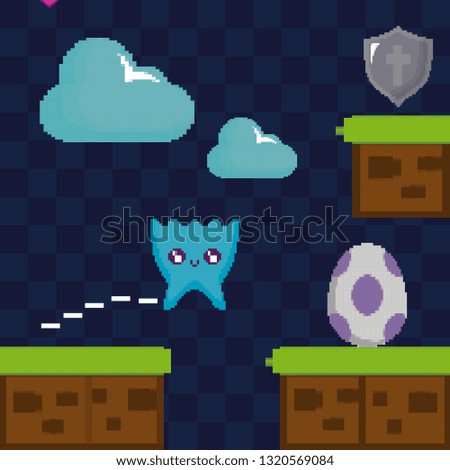 classic video game scene with alien character