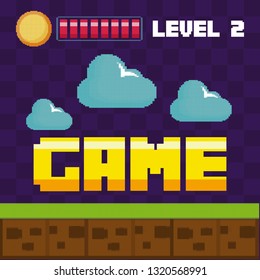 classic video game scene with clouds