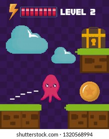 classic video game scene with treasure chest