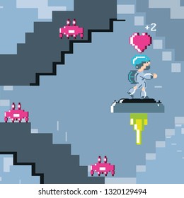 classic video game scene with warrior
