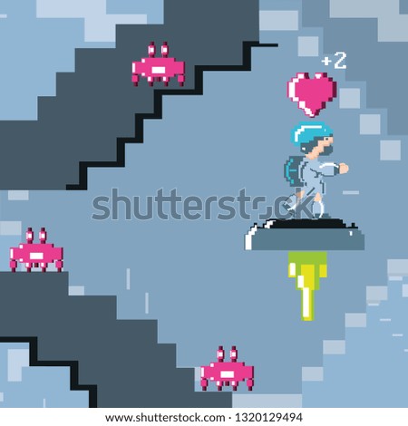 classic video game scene with warrior