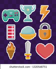 classic video game set icons