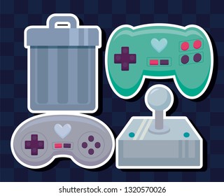 classic video game set icons