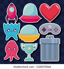 classic video game set icons