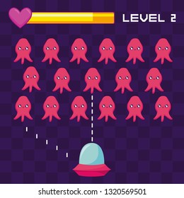 classic video game ufo flying and aliens