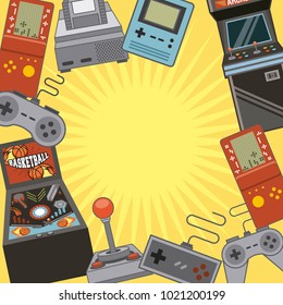 Classic videogames and console entertainment icons