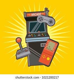 Classic videogames and console entertainment icons
